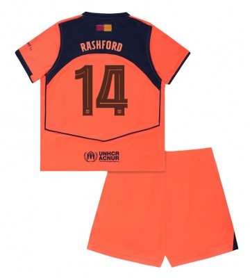 Barcelona Marcus Rashford #14 Tredjetrøje Børn 2025-26 Kortærmet (+ Korte bukser)